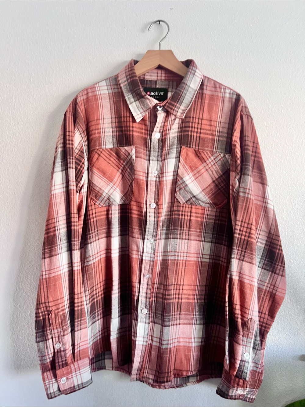 Active USA Plaid Button-Up Shirt for Men